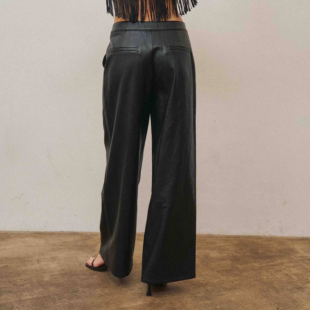 AS3778 Fringe vegan leather top &amp; pants set-Able-Shop with Bloom West Boutique, Women&