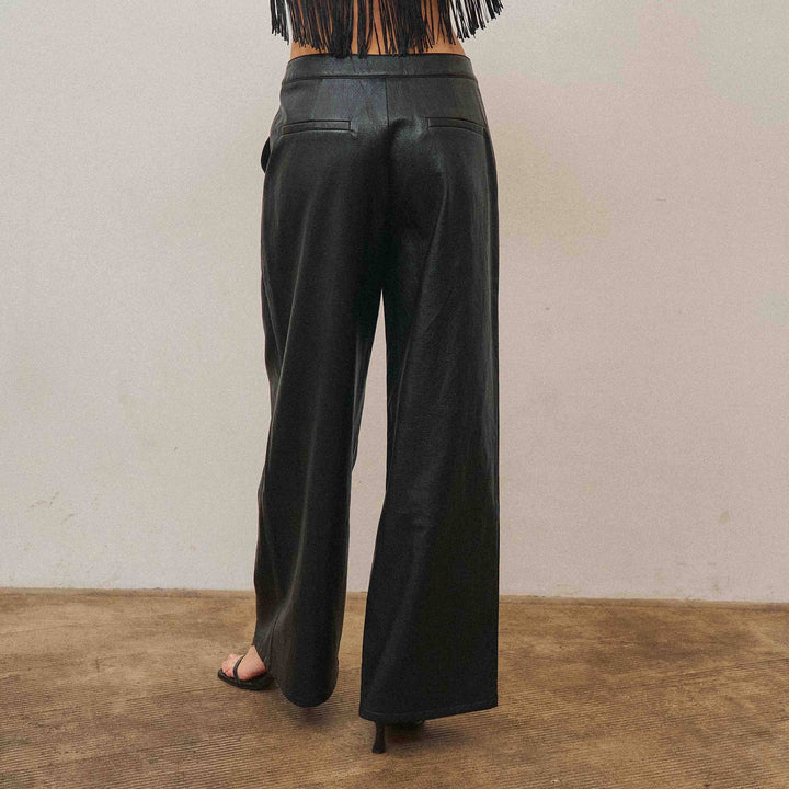 AS3778 Fringe vegan leather top &amp; pants set-Able-Shop with Bloom West Boutique, Women&