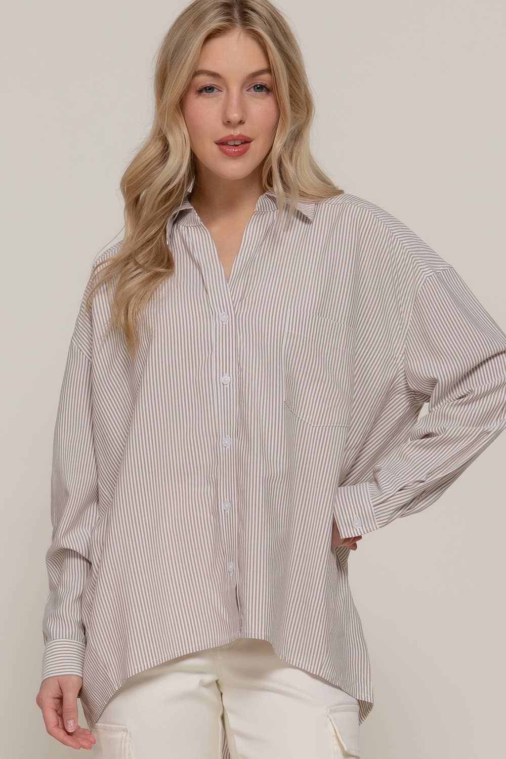 Dolman Striped Button Down-Tops-Active Basic | Active USA-Shop with Bloom West Boutique, Women's Fashion Boutique, Located in Houma, Louisiana