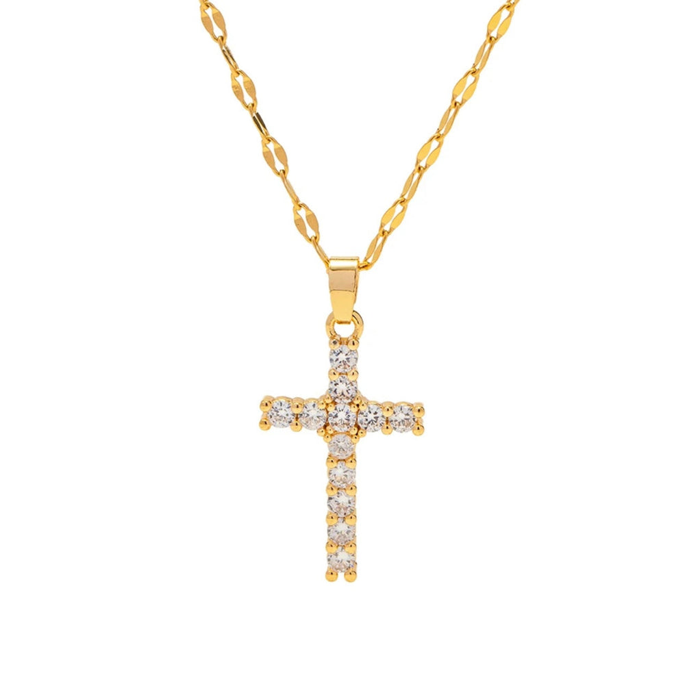 SPARKLE CROSS NECKLACE-Necklace-Chansuttpearls-Shop with Bloom West Boutique, Women's Fashion Boutique, Located in Houma, Louisiana