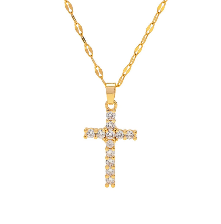 SPARKLE CROSS NECKLACE-Necklace-Chansuttpearls-Shop with Bloom West Boutique, Women&