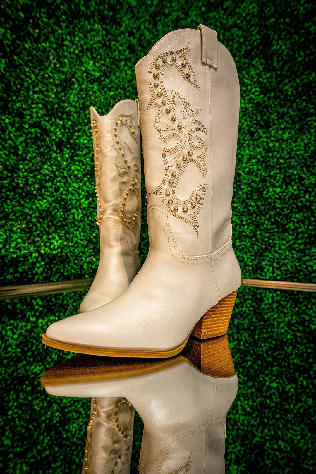 Dallyn Embellished Boot White Crinkle-Boots-Bloom West Boutique-Shop with Bloom West Boutique, Women's Fashion Boutique, Located in Houma, Louisiana