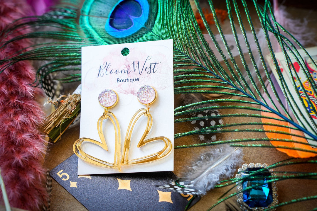 Gold Heart Cutout Earring-Earrings-Bloom West Boutique-Shop with Bloom West Boutique, Women's Fashion Boutique, Located in Houma, Louisiana