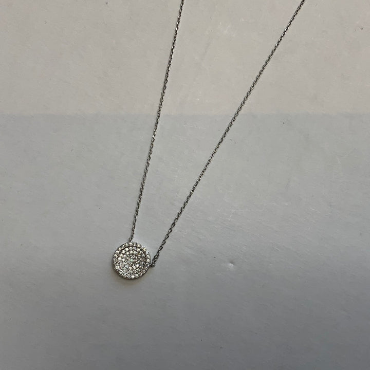 Fine Cubic Zirconia Silver Circle Necklace-Necklaces-Bloom West Boutique-Shop with Bloom West Boutique, Women's Fashion Boutique, Located in Houma, Louisiana