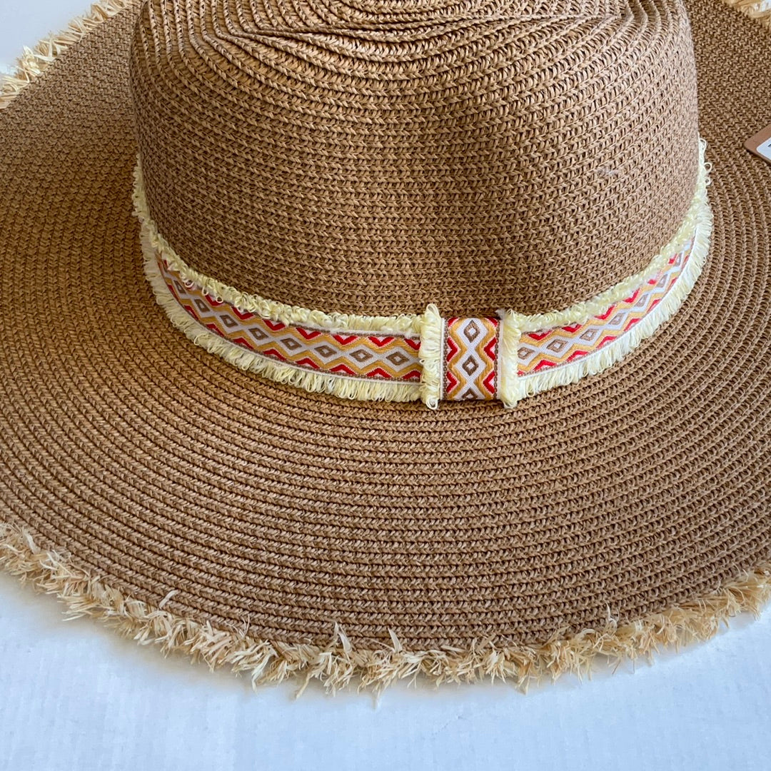 Boho Tribal Stripe Straw Fringe Hat-Hats-Bloom West Boutique-Shop with Bloom West Boutique, Women's Fashion Boutique, Located in Houma, Louisiana