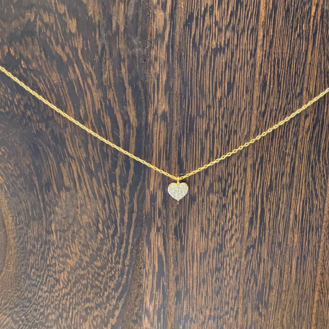 Studded Heart Gold Necklace-Necklaces-Bloom West Boutique-Shop with Bloom West Boutique, Women's Fashion Boutique, Located in Houma, Louisiana
