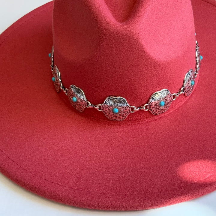 Mauve Hat With Silver And Blue Beading-Hats-Bloom West Boutique-Shop with Bloom West Boutique, Women's Fashion Boutique, Located in Houma, Louisiana