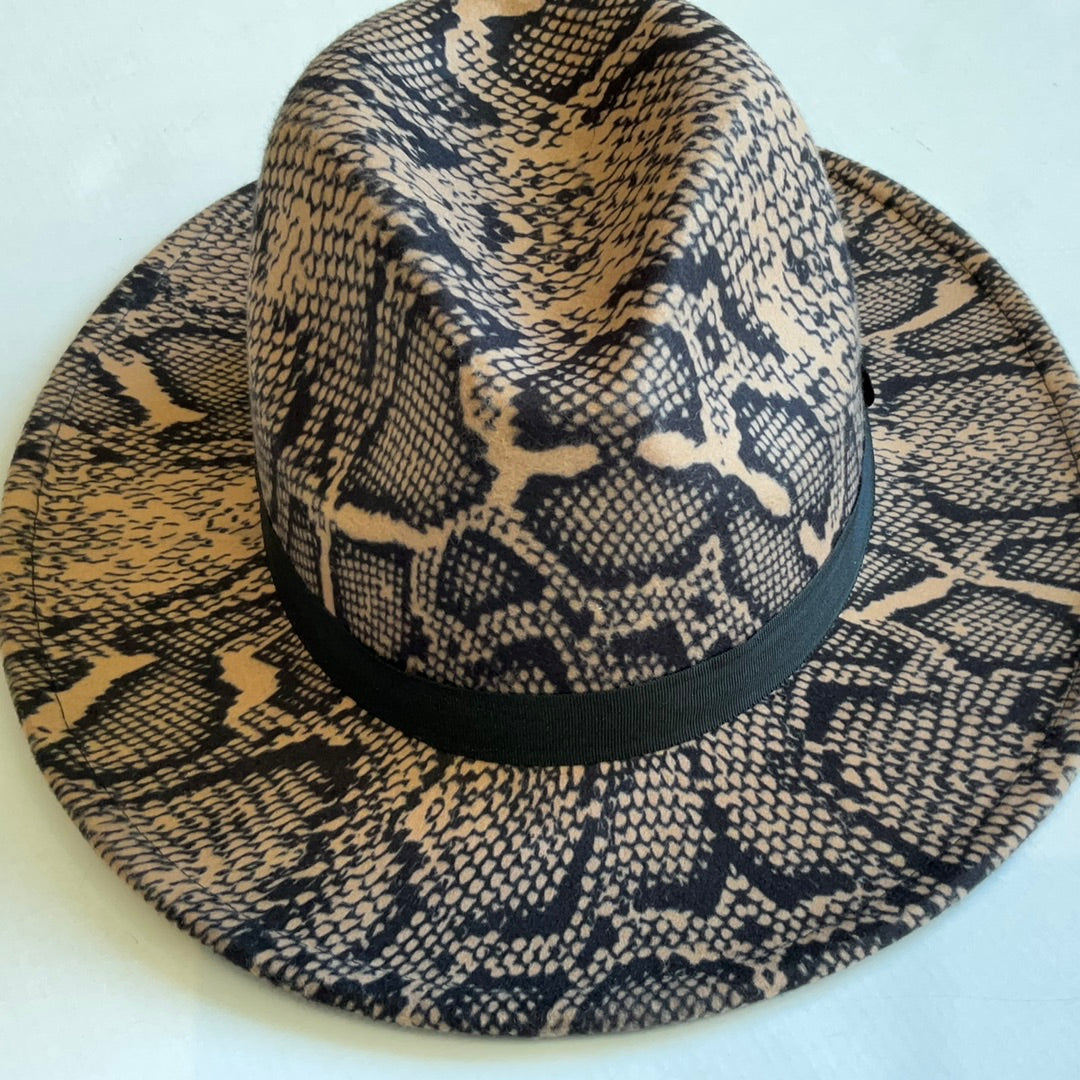Snake Print Fedora Hat-Hats-Bloom West Boutique-Shop with Bloom West Boutique, Women's Fashion Boutique, Located in Houma, Louisiana