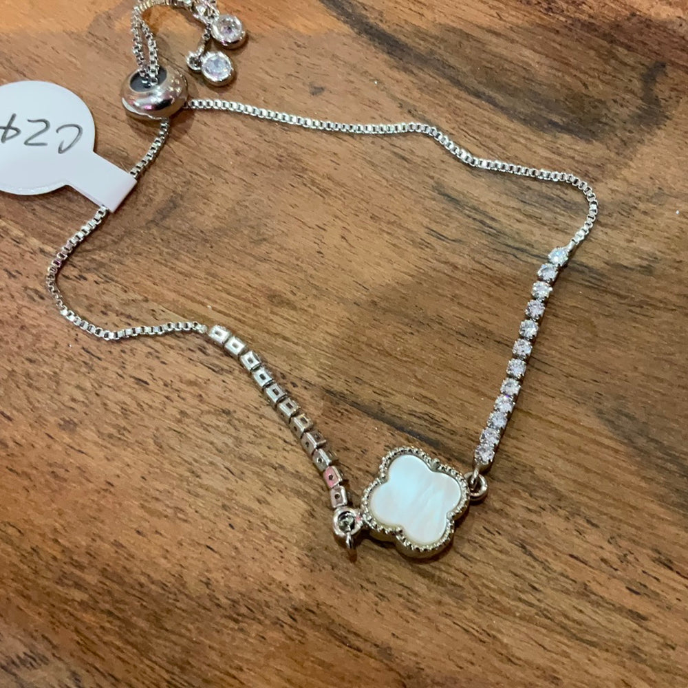 Silver Diamond Opal Flower Bracelet-Bracelets-Bloom West Boutique-Shop with Bloom West Boutique, Women's Fashion Boutique, Located in Houma, Louisiana