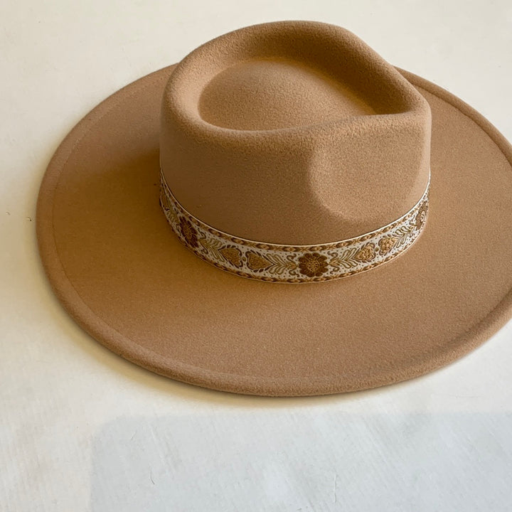 Embroidered Strap Fedora Fashion Hat-Hats-Bloom West Boutique-Shop with Bloom West Boutique, Women's Fashion Boutique, Located in Houma, Louisiana