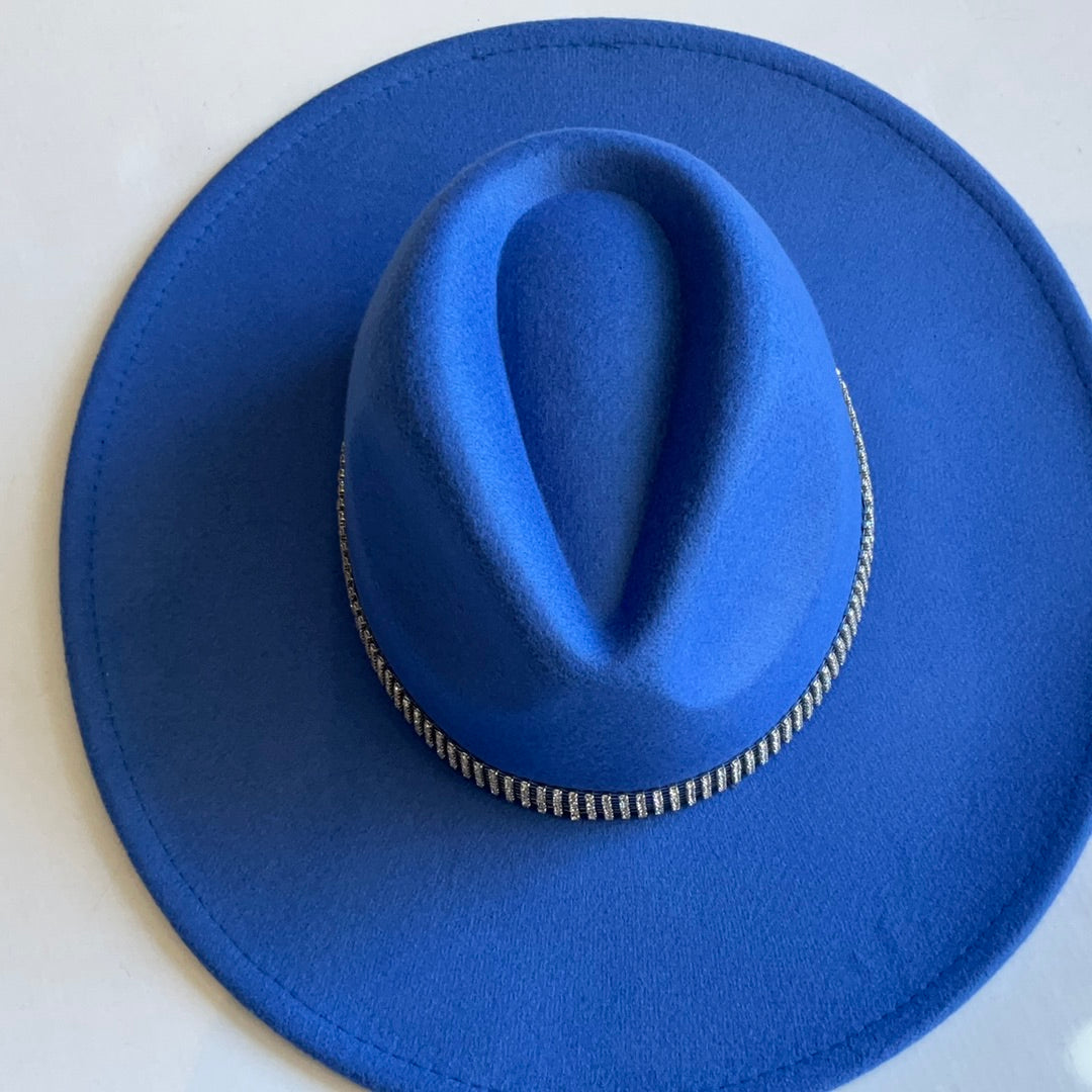 Blue Hat With Silver Band-Hats-Bloom West Boutique-Shop with Bloom West Boutique, Women's Fashion Boutique, Located in Houma, Louisiana