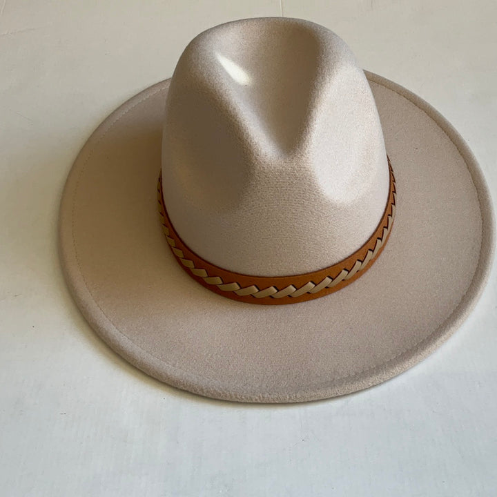 Cream leather braid hat-Hats-Bloom West Boutique-Shop with Bloom West Boutique, Women's Fashion Boutique, Located in Houma, Louisiana