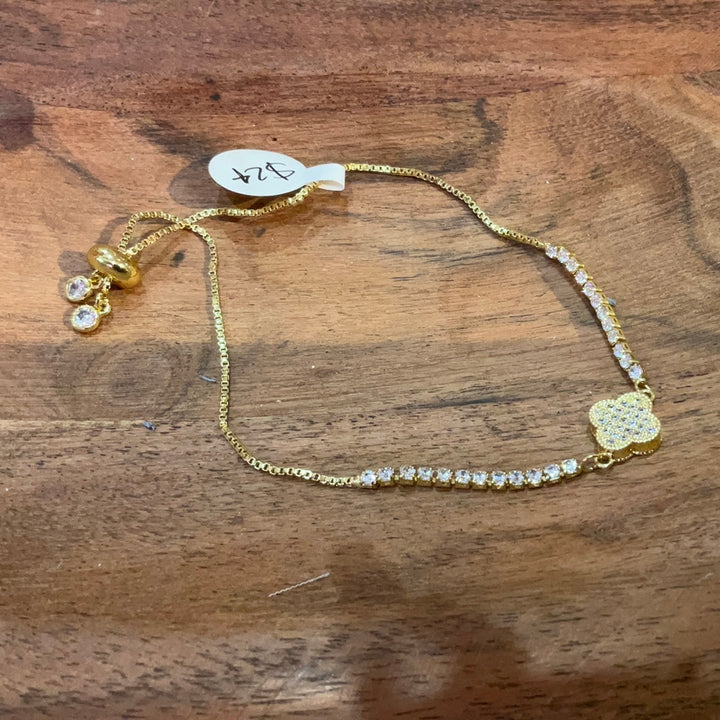 Diamond Gold Flower Chain Bracel-Bracelets-Bloom West Boutique-Shop with Bloom West Boutique, Women's Fashion Boutique, Located in Houma, Louisiana