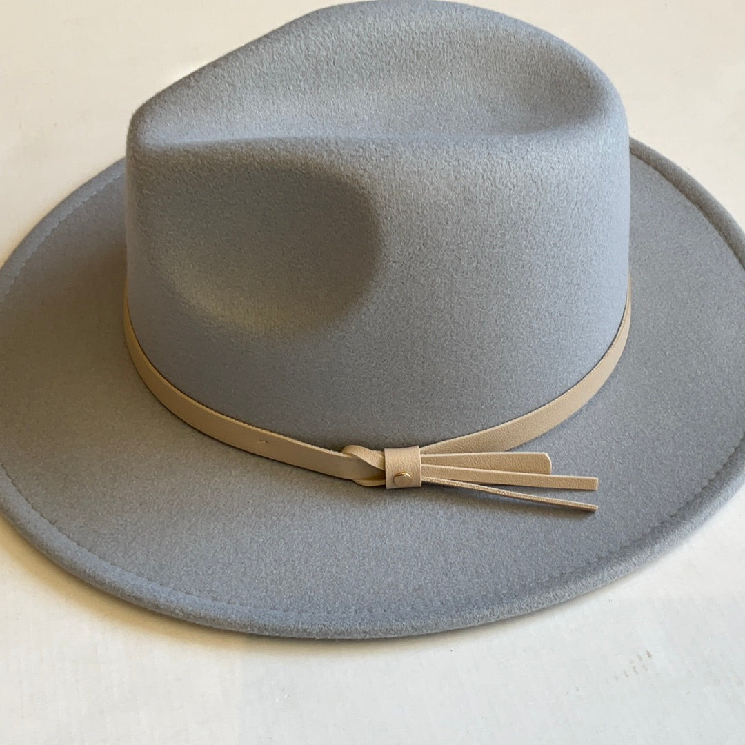 Light Blue With Cream Belt Hat-Hats-Bloom West Boutique-Shop with Bloom West Boutique, Women's Fashion Boutique, Located in Houma, Louisiana