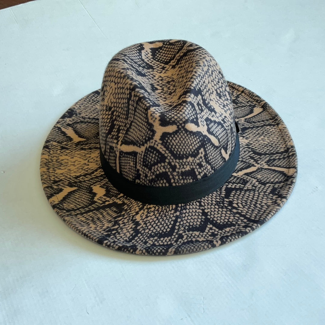 Snake Print Fedora Hat-Hats-Bloom West Boutique-Shop with Bloom West Boutique, Women's Fashion Boutique, Located in Houma, Louisiana