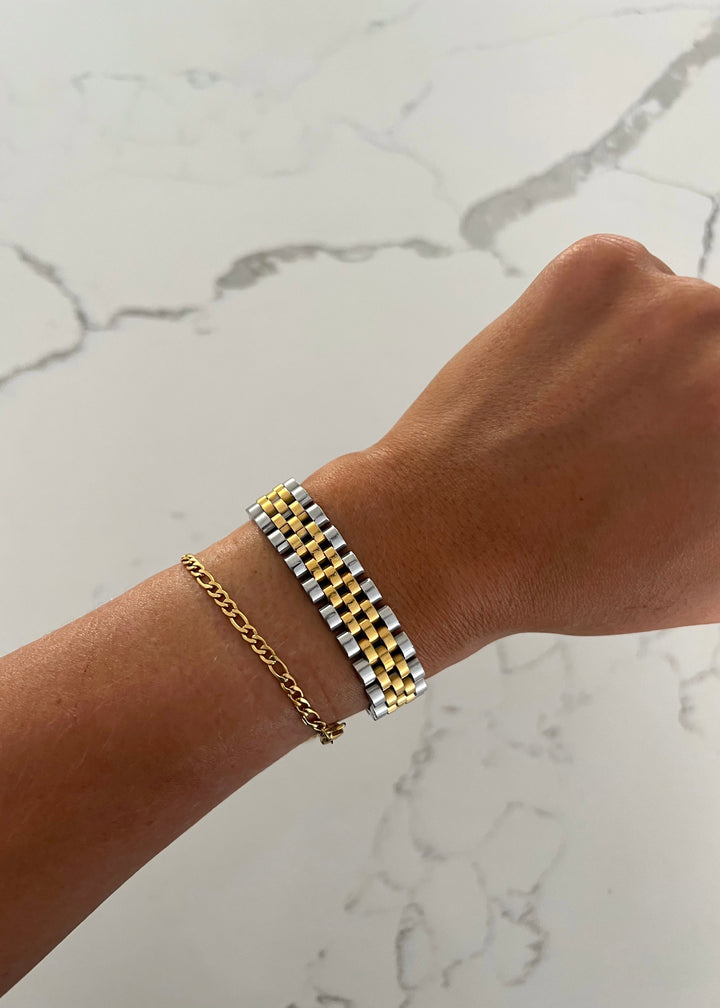 THICK TWO TONED BRACELET-Chansuttpearls-Shop with Bloom West Boutique, Women&