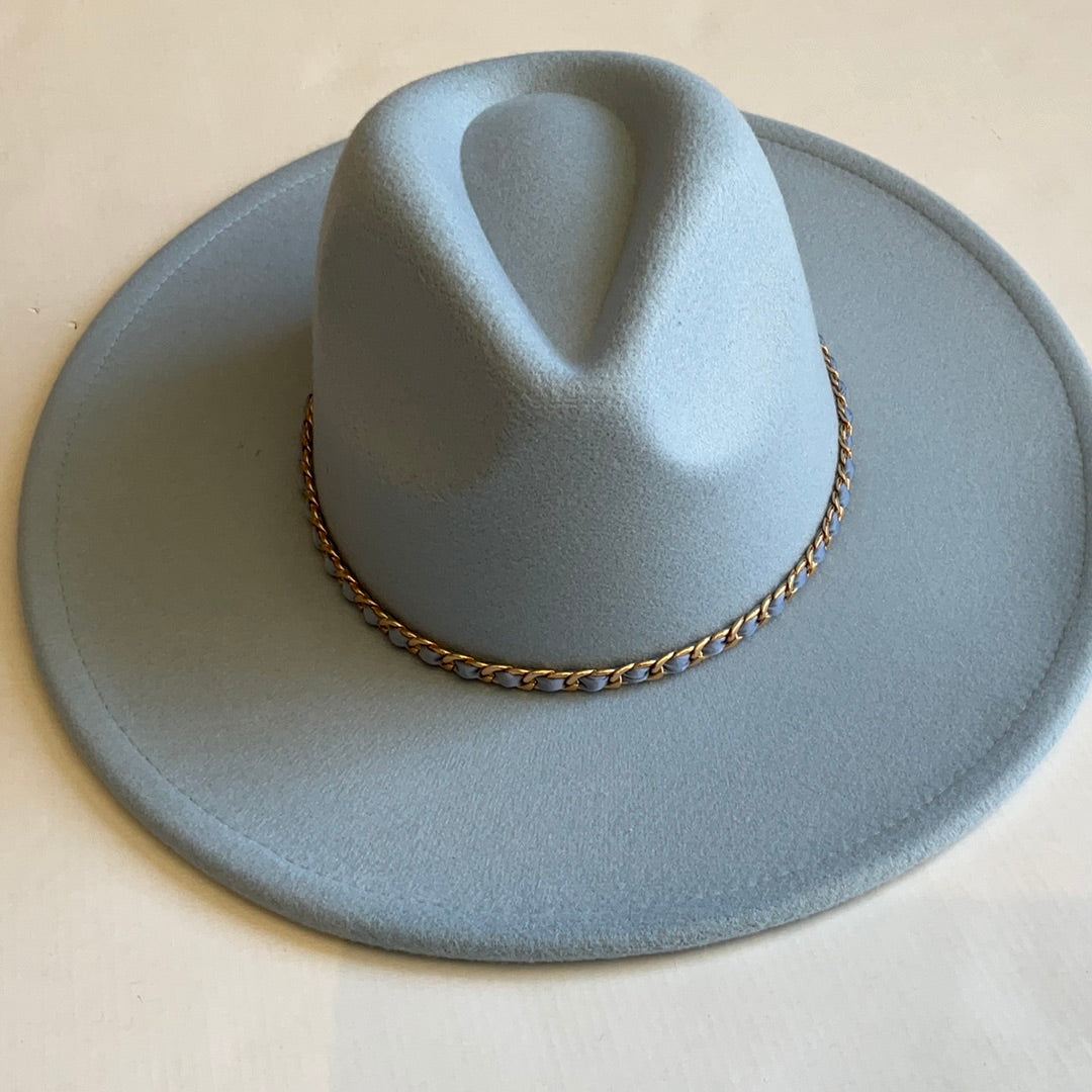 Blue Hat With Gold Chain-Hats-Bloom West Boutique-Shop with Bloom West Boutique, Women's Fashion Boutique, Located in Houma, Louisiana