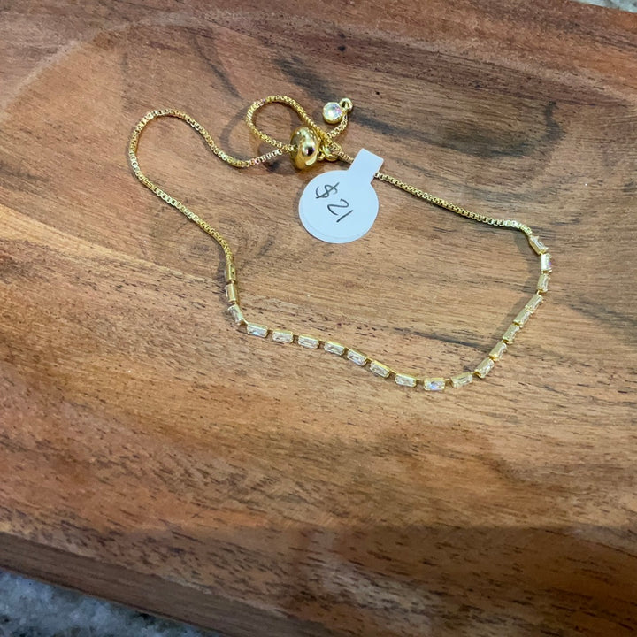 Gold Diamond Rectangle Chain Bracelet-Bracelets-Bloom West Boutique-Shop with Bloom West Boutique, Women's Fashion Boutique, Located in Houma, Louisiana