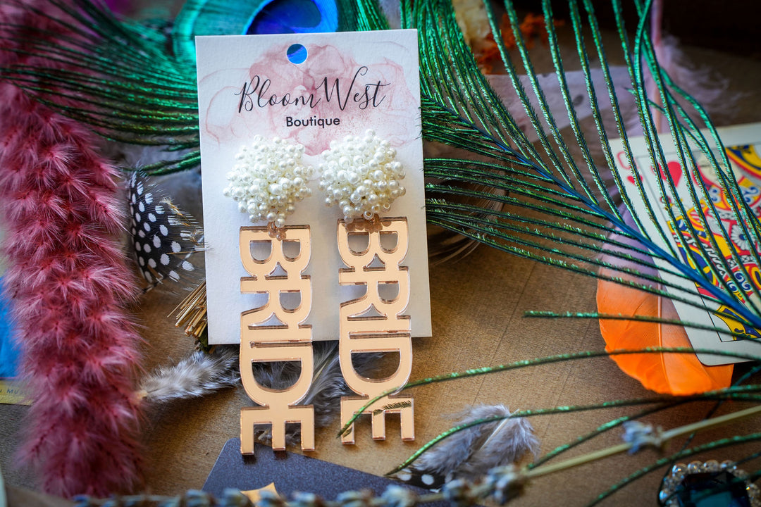 Pearl BRIDE Mirror Earrings-Earrings-Bloom West Boutique-Shop with Bloom West Boutique, Women's Fashion Boutique, Located in Houma, Louisiana
